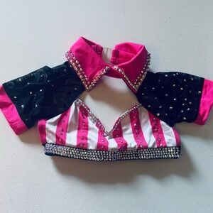 Girls' Hot Pink and Black Sequin Dance Costume Top